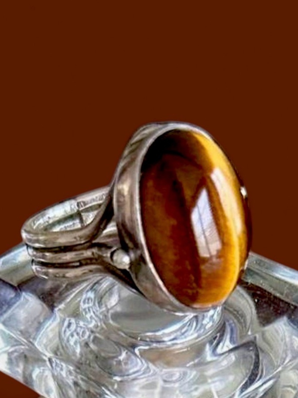 Chunky Vtg Sterling Silver Tiger’s Eye Statement Ring